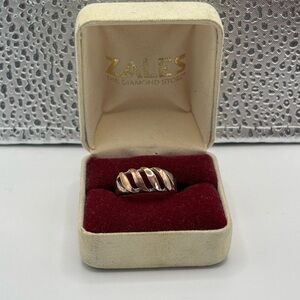 Sterling Silver Wave Ring with 18k Rose Gold size 8